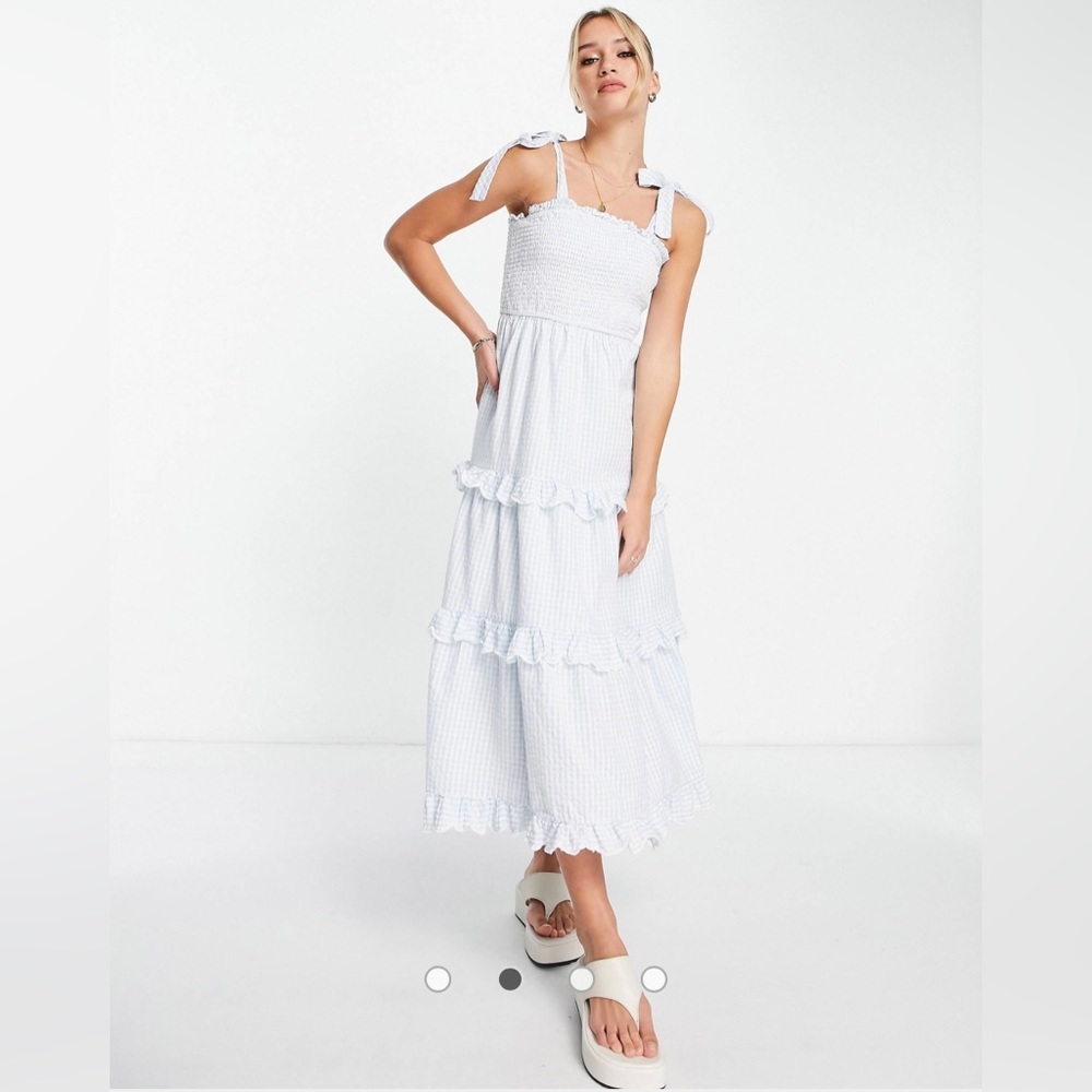 ASOS, 100% cotton Smocked Dress with tie straps